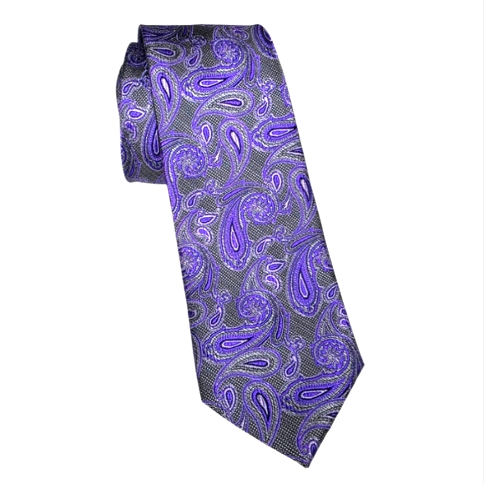 Pronto Uomo Platinum Purple Paisley Tie